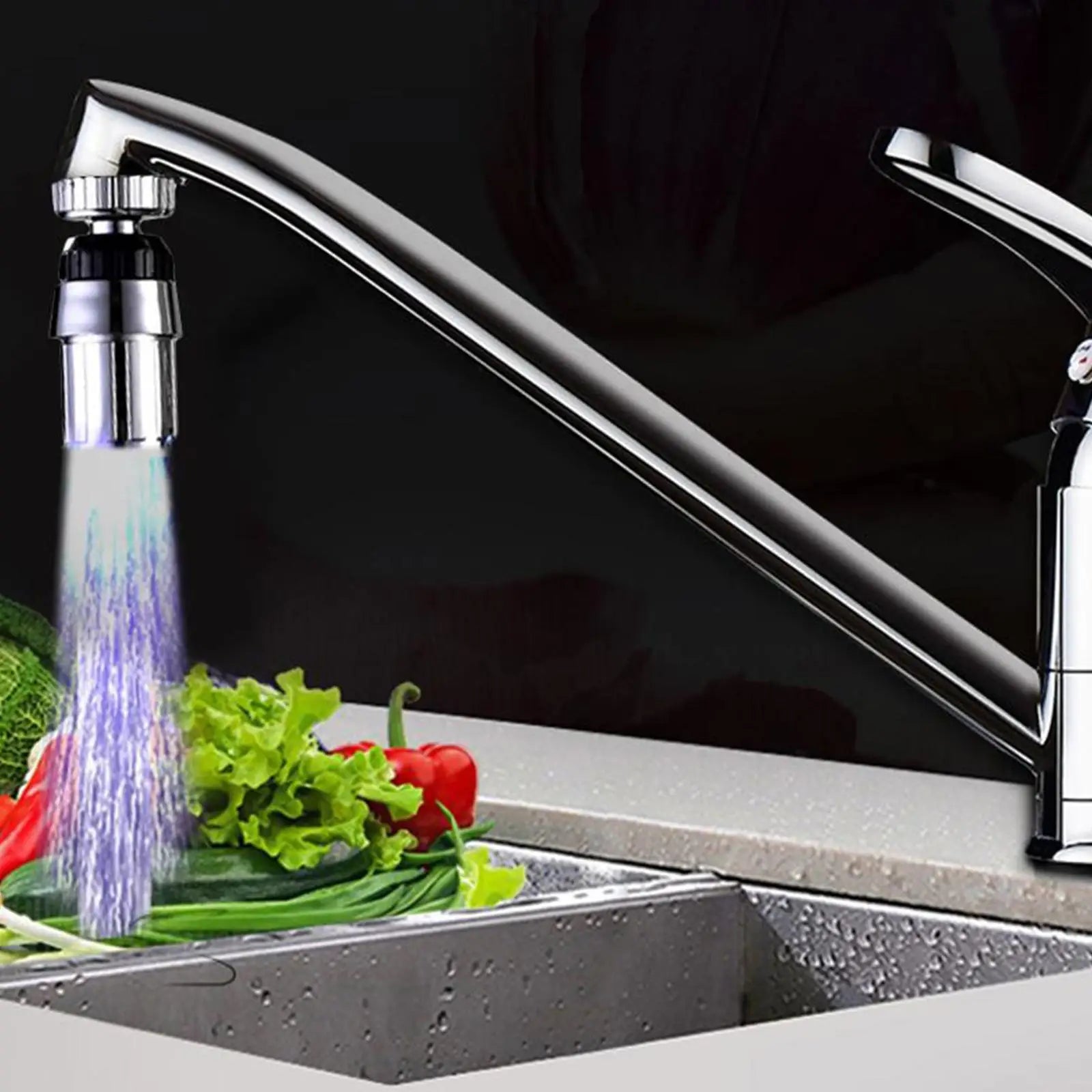 LED Light Faucet,Utility Sink Tap Replacement Part For Kitchen,LED Water Faucet Light Colorful Changing Glow Kitchen Tap Nozzle