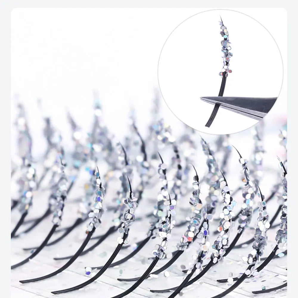 Silver Shiny Glitter Eyelash Extensions Suitable for Daily Wear Parties Weddings Halloween And Christmas Festive Holiday Style
