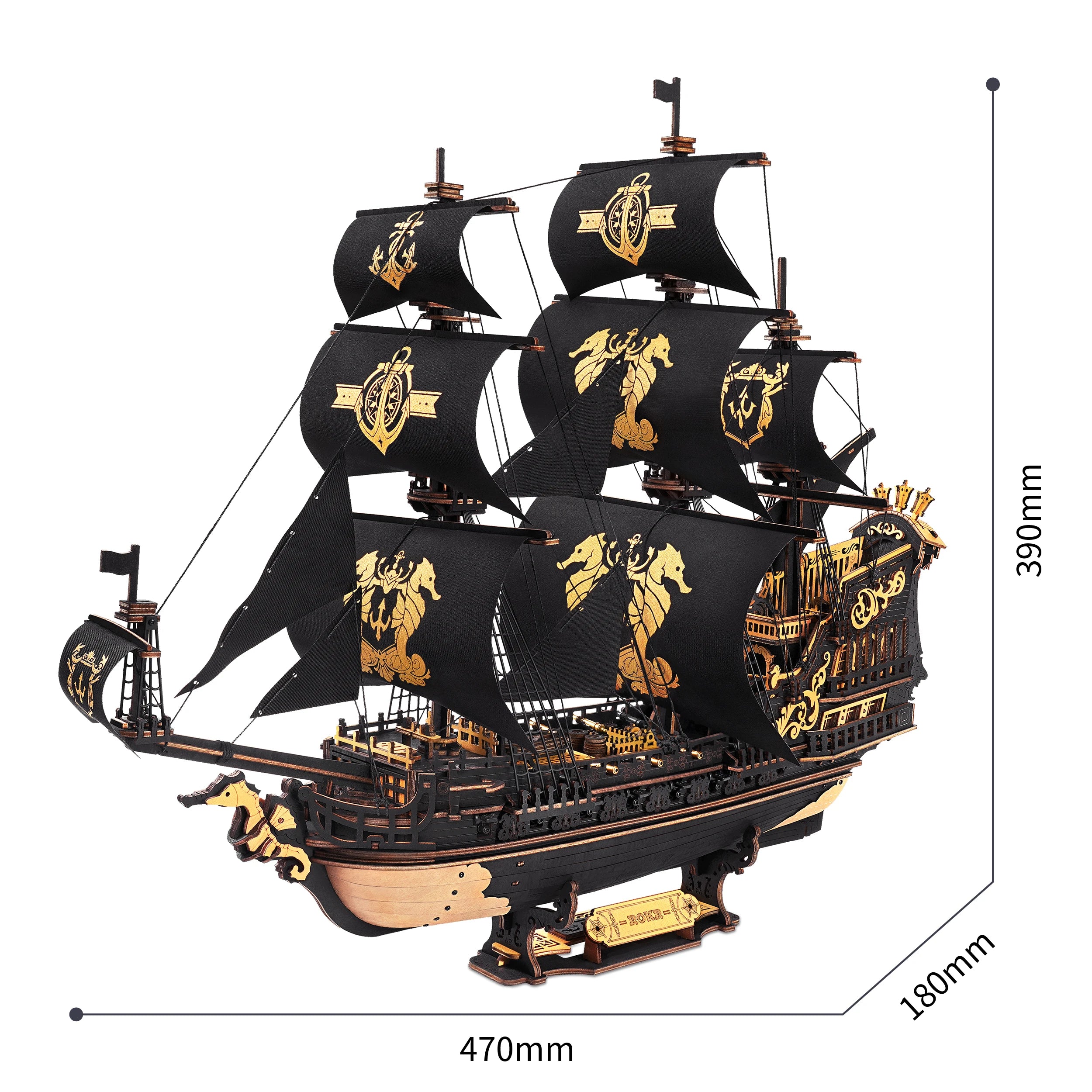 Robotime Rokr 3D Puzzle Wooden Seahouse Barque Model Kits Build Home Desk Decoration Gift For Teens and Adults