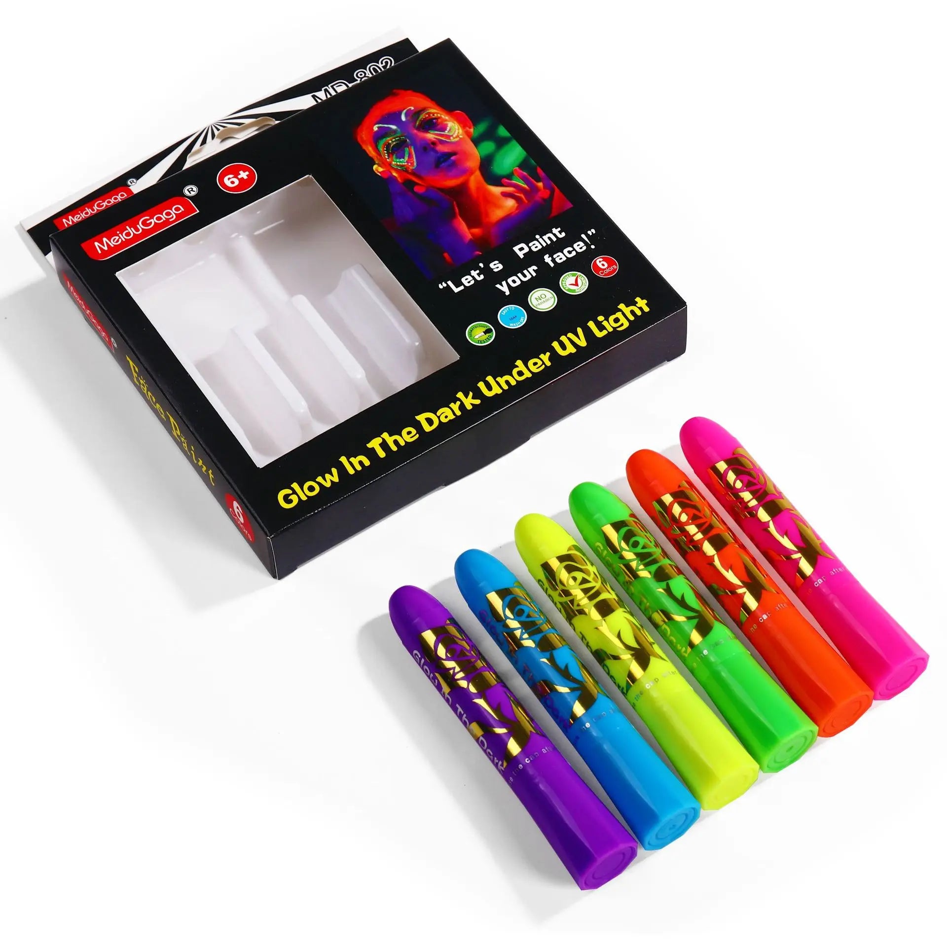 10 Colors Glow Neon Oil Face Body Art UV Glow Oil Painting Halloween Party Water-based Halloween Crayons