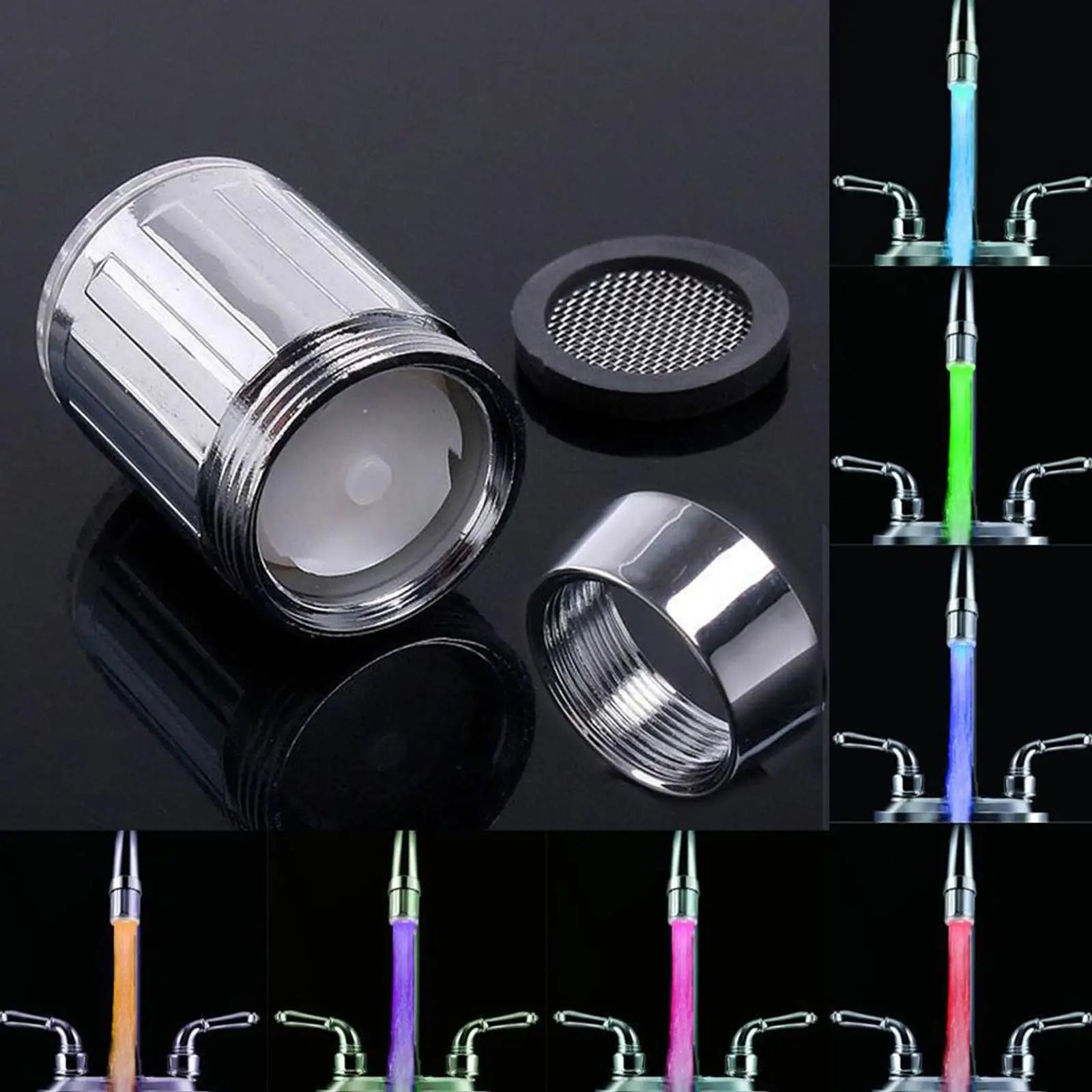 LED Light Faucet,Utility Sink Tap Replacement Part For Kitchen,LED Water Faucet Light Colorful Changing Glow Kitchen Tap Nozzle