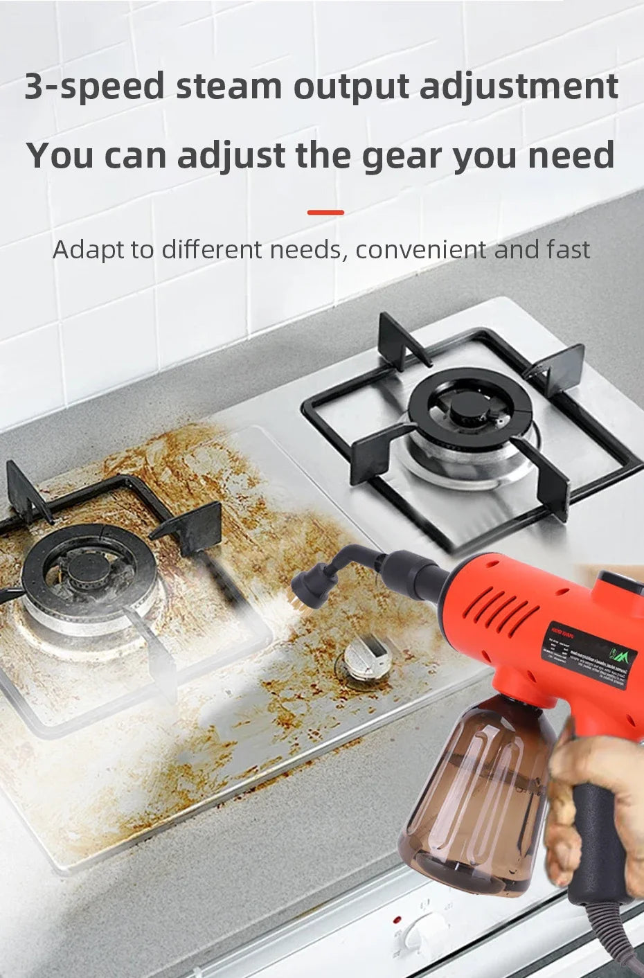 Multi-functional Handheld Steam Cleaner 3Bar High Pressure 3-Speed 1200W Portable Steam Clean Machine for Home Kitchen Clothes