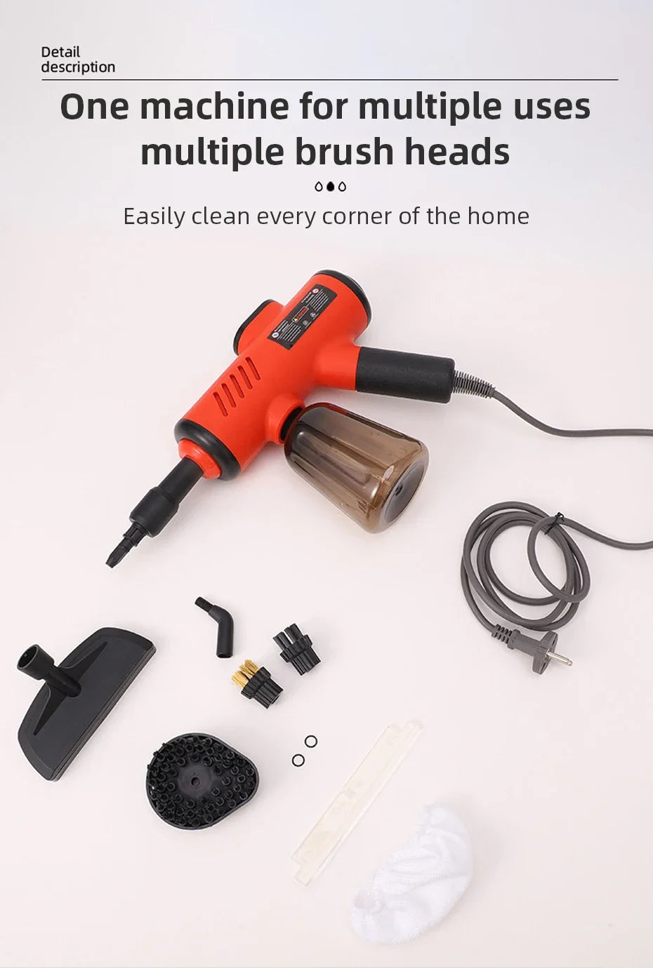 Multi-functional Handheld Steam Cleaner 3Bar High Pressure 3-Speed 1200W Portable Steam Clean Machine for Home Kitchen Clothes