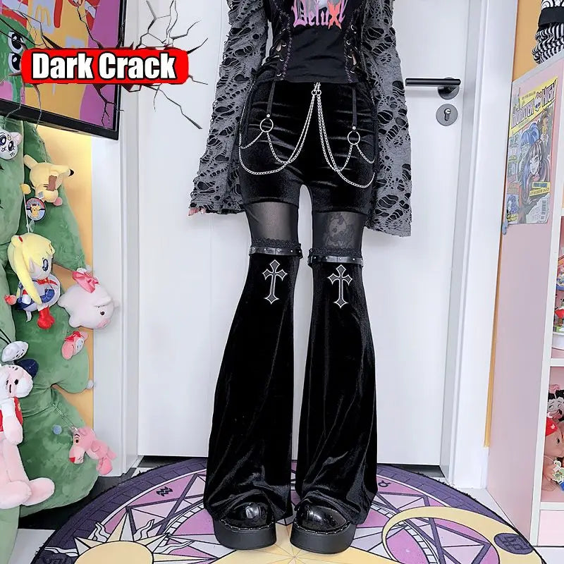 Punk Women’sY2k Gothic Harajuku Lolita Spicy Girls Halloween European  American Street Versatile Cross Loudspeaker Casual Pants