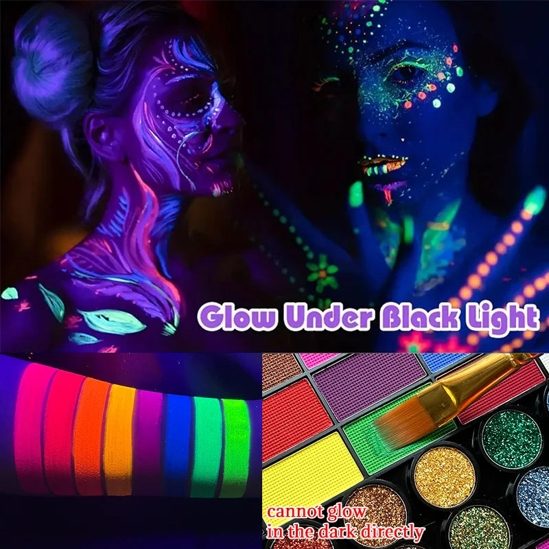 42-Color Facial Painting Kit,Vibrant Water-Acetated Face Painting Set for Parties,Birthdays & Halloween,Includes Brushes,Canvas
