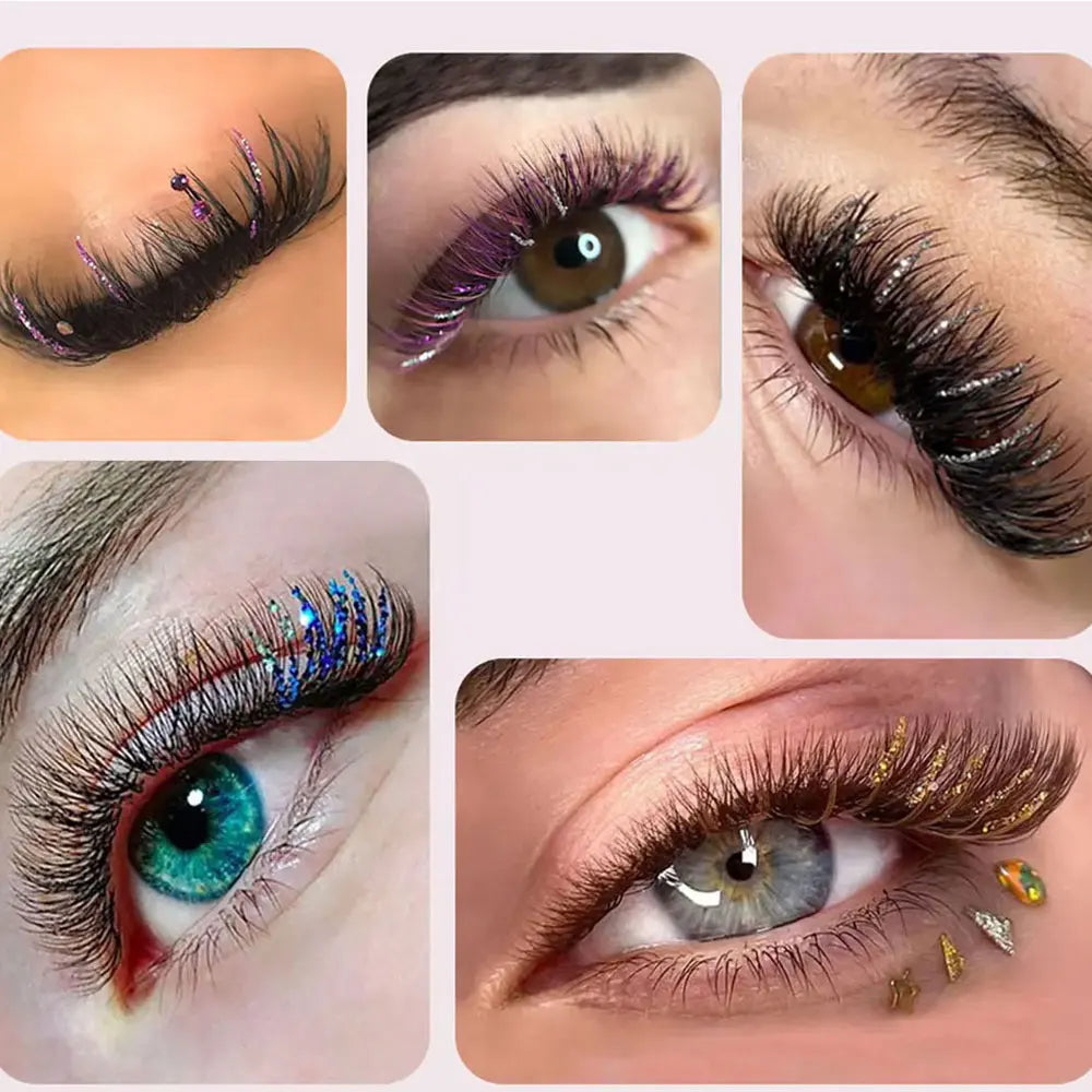 Rainbow Colored Shiny Sequin Eyelashes Mixed Colors Fake Eyelashes for Party Christmas Halloween Date Glitter Eyelashes
