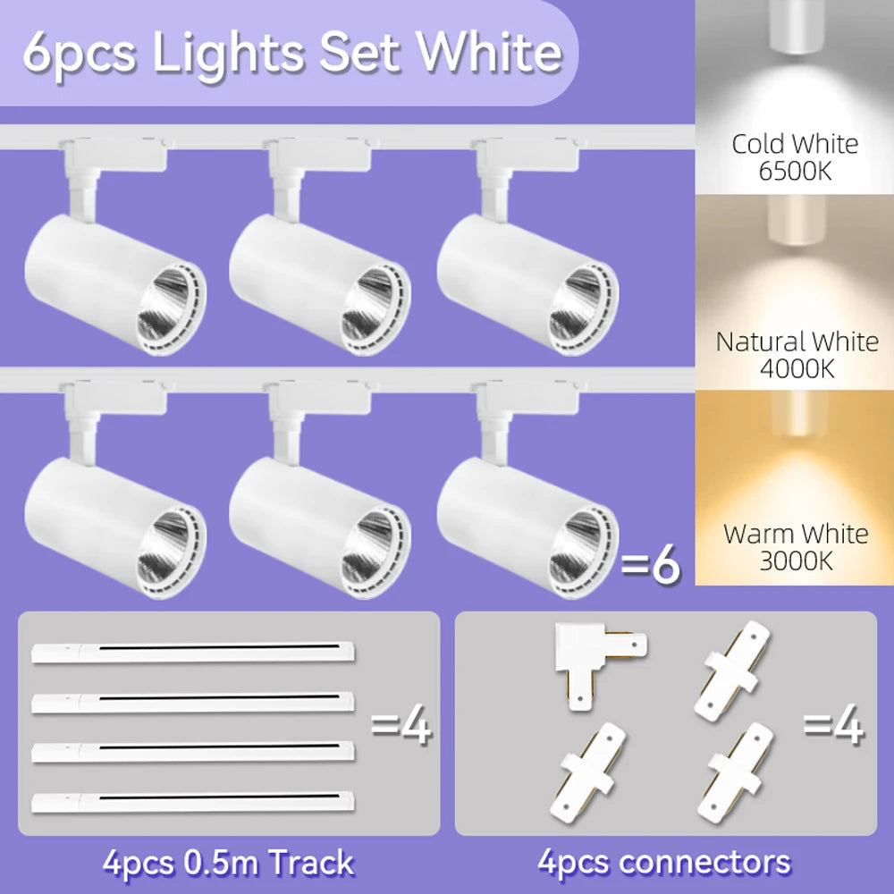 Led Track Light Spot Led Rail Lighting COB Light Fixture Led Spot Lights 220v Ceiling Spots Lamp For Kitchen Clothing Shop Store