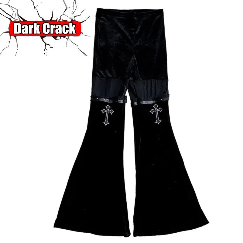 Punk Women’sY2k Gothic Harajuku Lolita Spicy Girls Halloween European  American Street Versatile Cross Loudspeaker Casual Pants