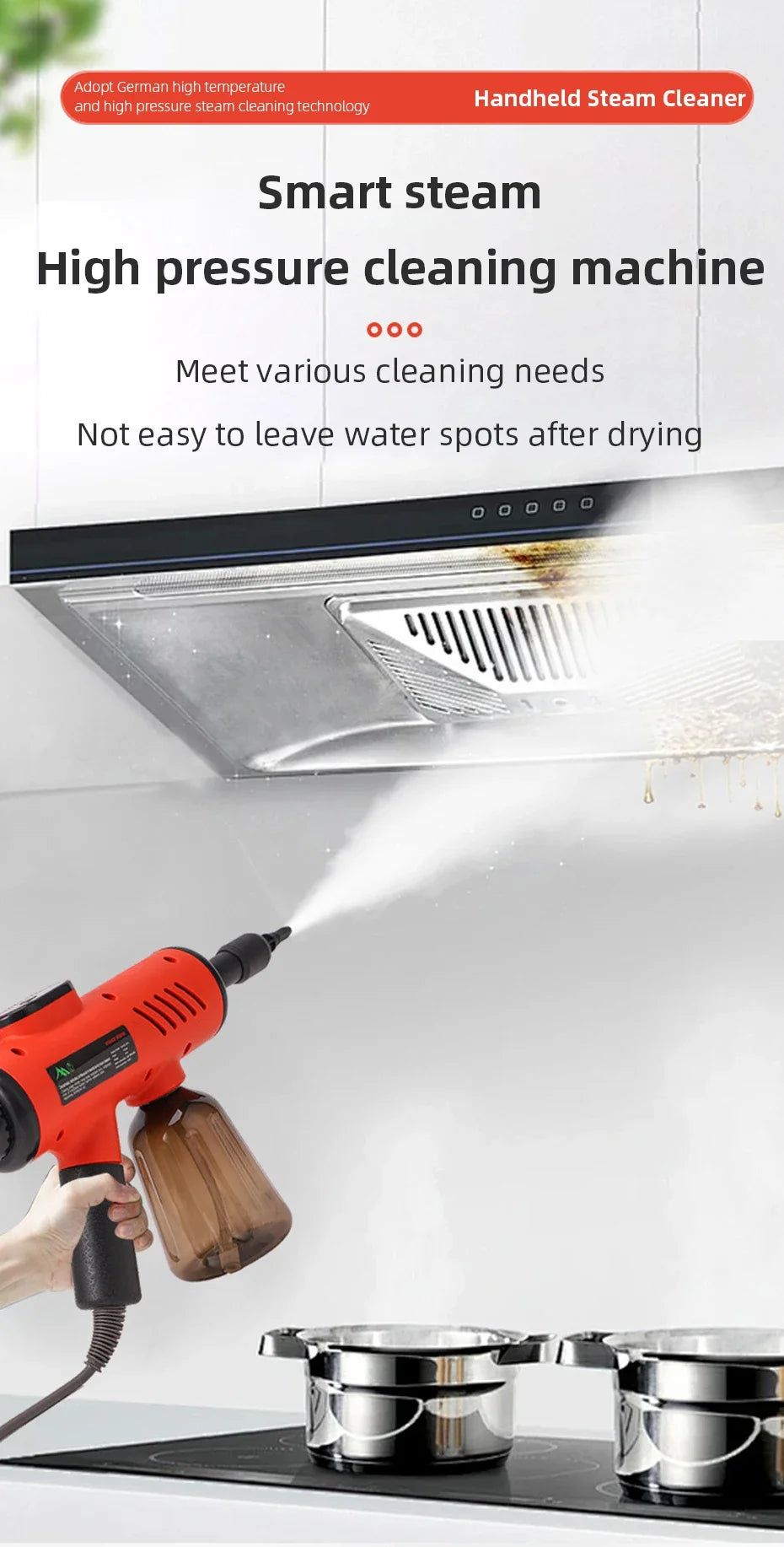 Multi-functional Handheld Steam Cleaner 3Bar High Pressure 3-Speed 1200W Portable Steam Clean Machine for Home Kitchen Clothes