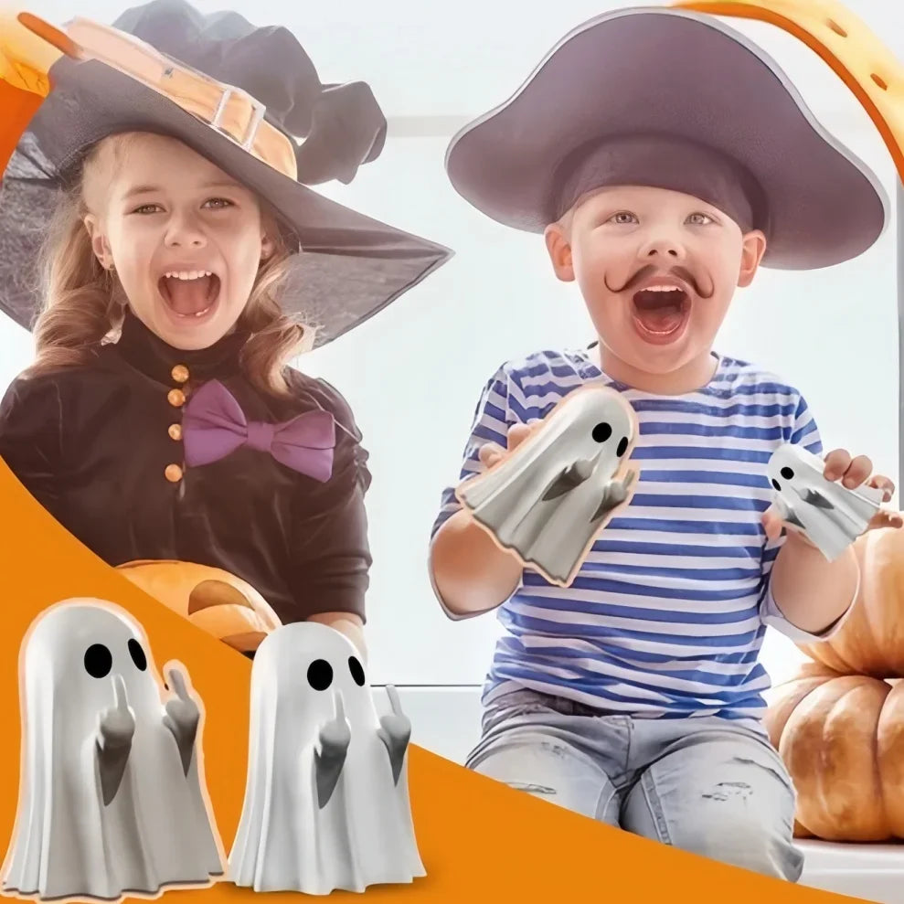 1 PCSCute Ghost Resin Statue With Middle Finger Spooky Halloween Decor For Shelf Mantel Coffee Table Display Home Party Ornament