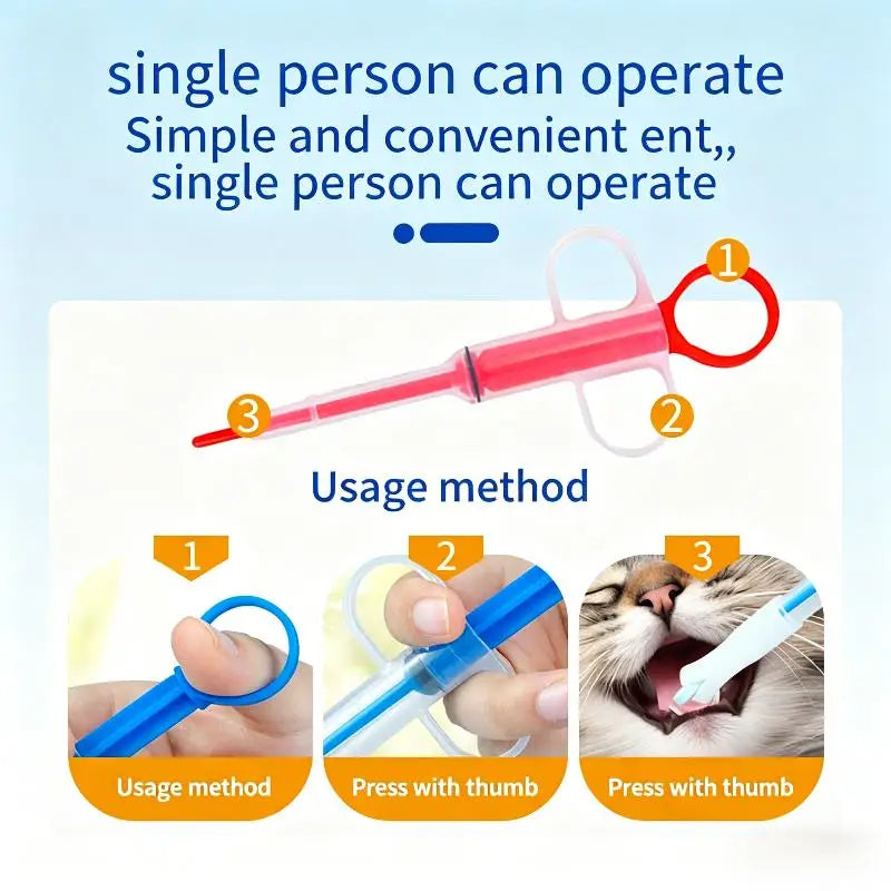 Pet Pill Dispenser  With Soft Tip, Cat Dog Medicine Dispenser Shooter With Ergonomic Plunger, Small Animal Feeding Tool