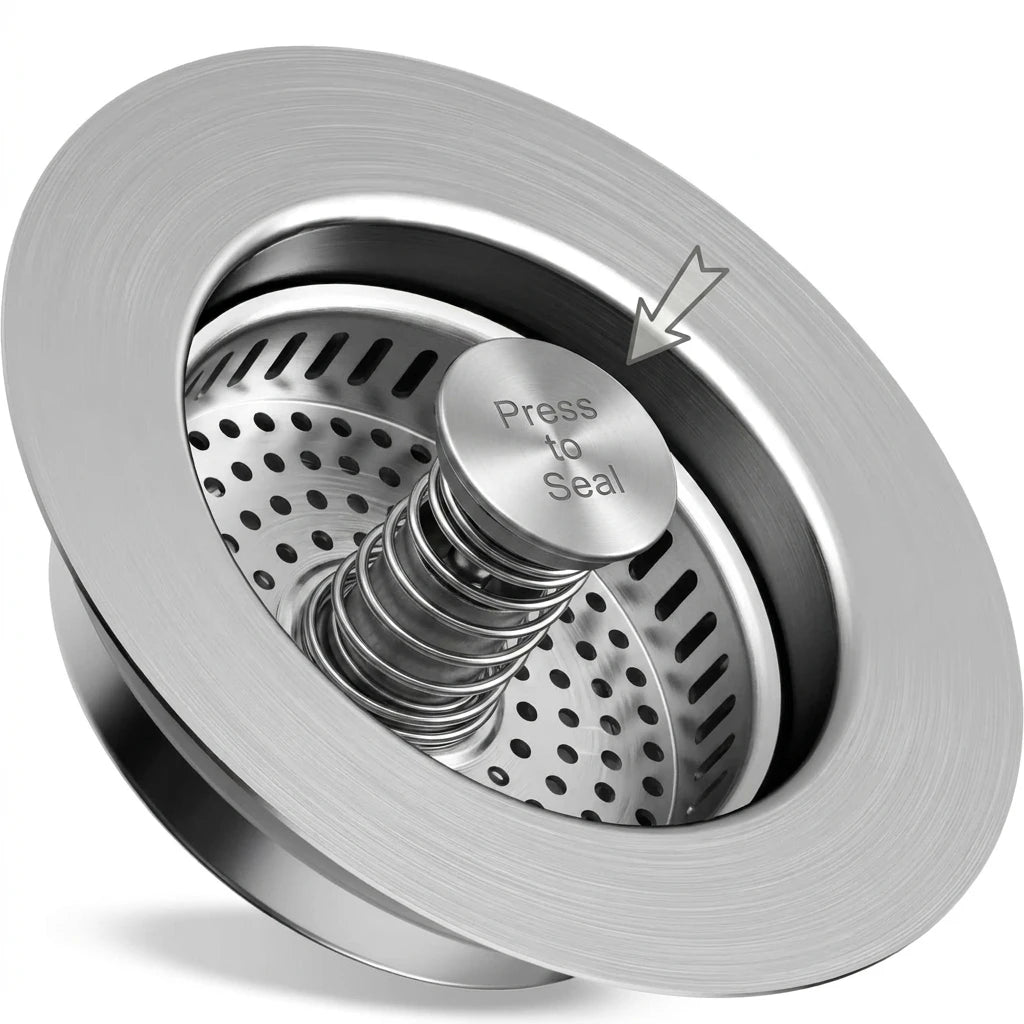 3-in-1 Sink Strainer Pop-Up Stopper with Anti-Clog Basket And Odor Filter Kitchen Sink Drain with Basket Strainer And Stopper