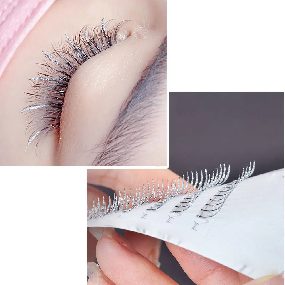 Silver Shiny Glitter Eyelash Extensions Suitable for Daily Wear Parties Weddings Halloween And Christmas Festive Holiday Style