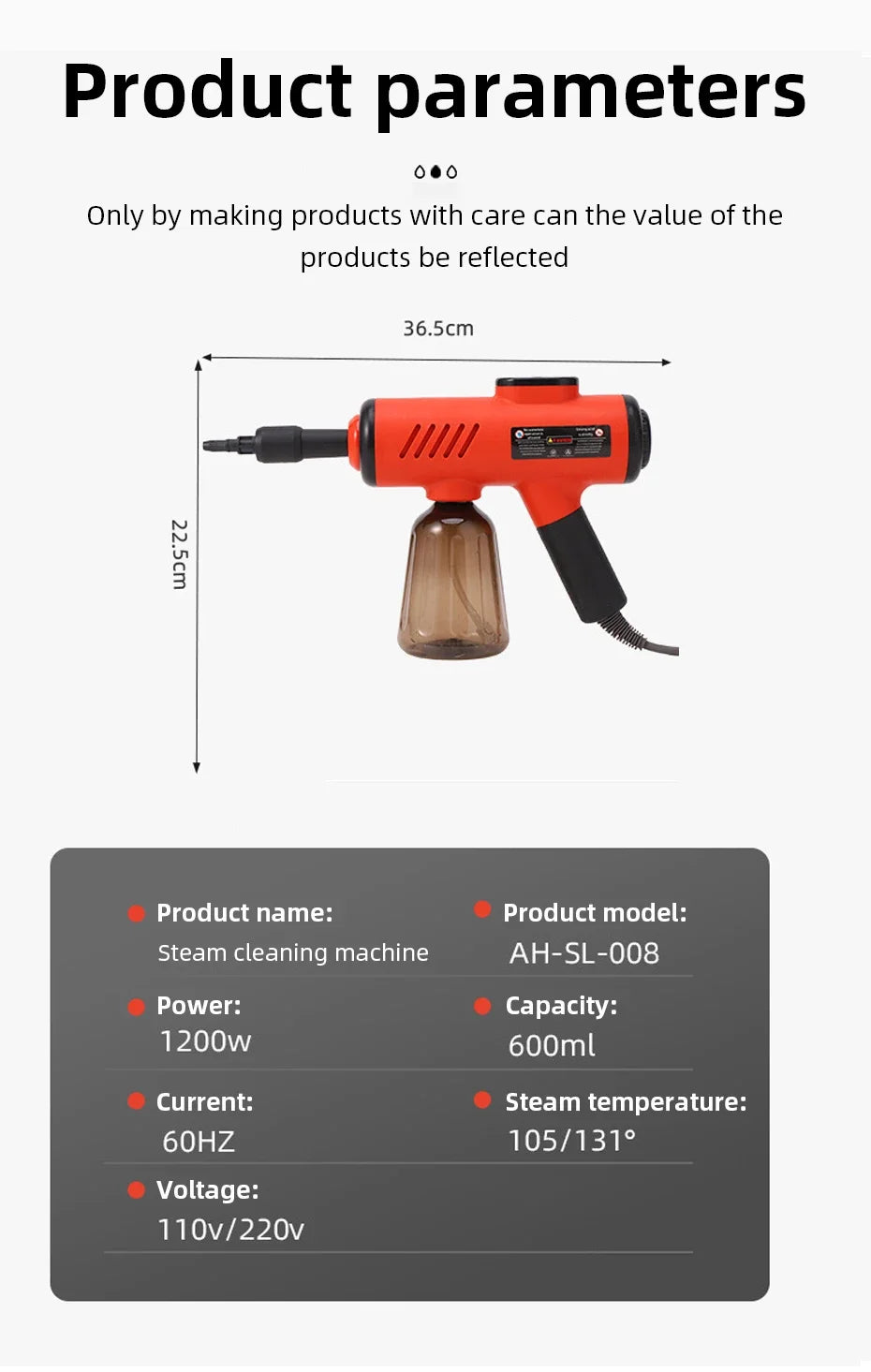 Multi-functional Handheld Steam Cleaner 3Bar High Pressure 3-Speed 1200W Portable Steam Clean Machine for Home Kitchen Clothes