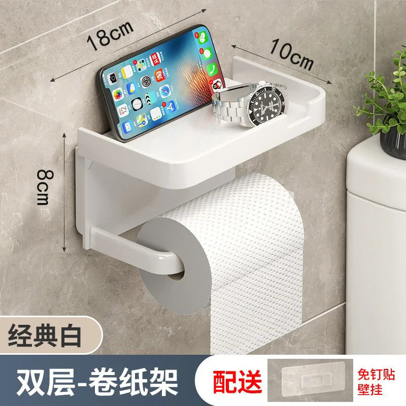 Toilet Paper Holder Plastic Storage Rack Kitchen Towel Placement Of Seasoning Bottles Bathroom Wall Roll Of Paper Phone Storage