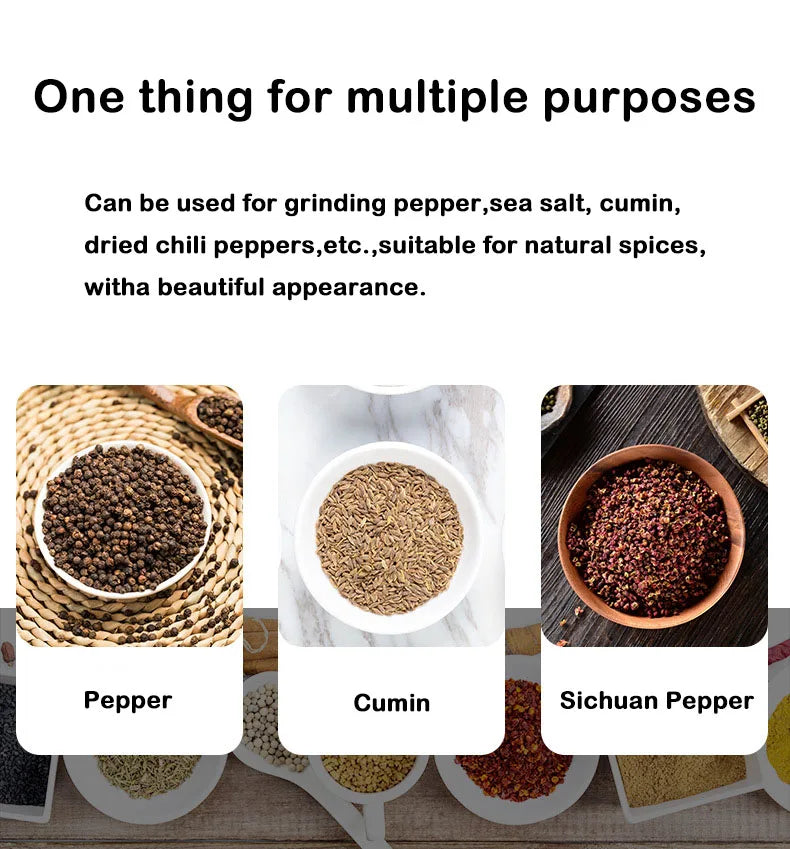 5" 8" 10" Salt and Pepper Grinder, Solid Wood Spice Pepper Mill with Strong Adjustable Ceramic Grinder Kitchen Cooking Tools