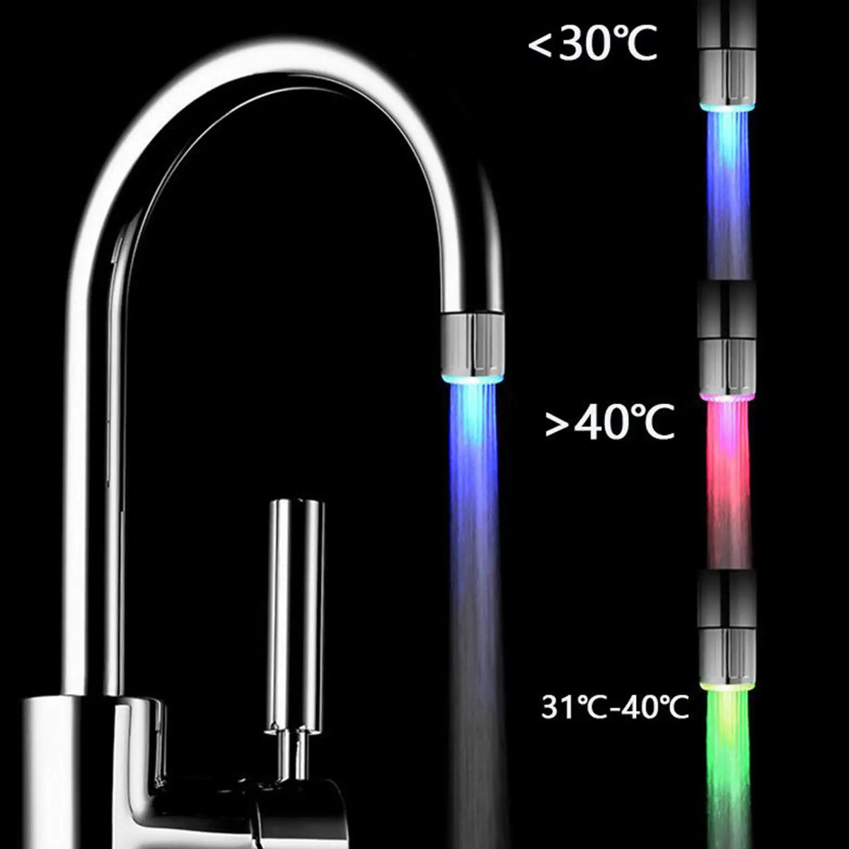 LED Light Faucet,Utility Sink Tap Replacement Part For Kitchen,LED Water Faucet Light Colorful Changing Glow Kitchen Tap Nozzle
