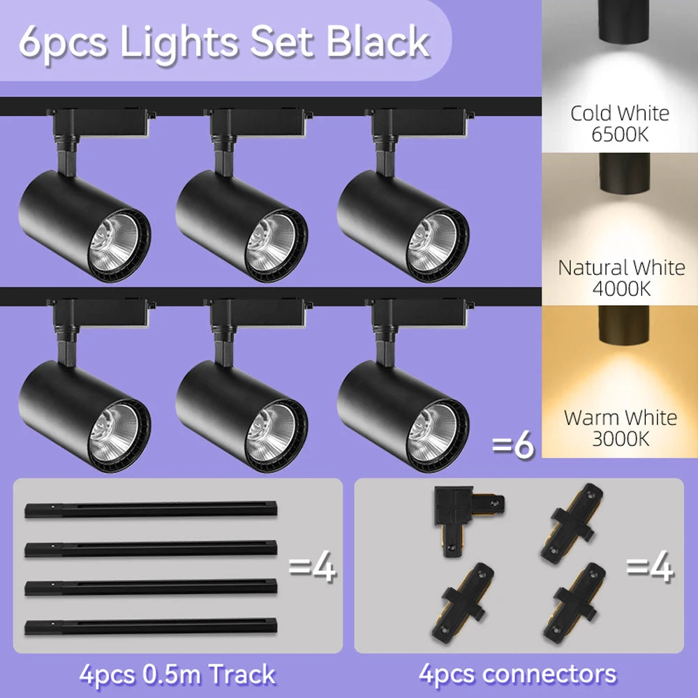 Led Track Light Spot Led Rail Lighting COB Light Fixture Led Spot Lights 220v Ceiling Spots Lamp For Kitchen Clothing Shop Store