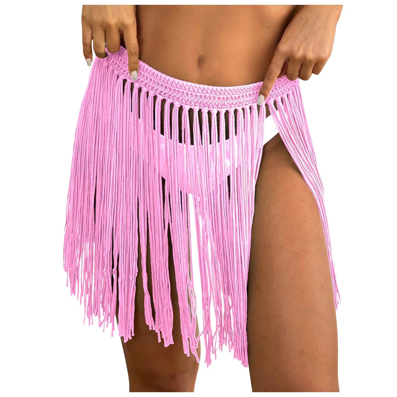Ladies' Strap Up Skirt Beach Bikini Hoodie Pure Hand Hook Tassel Skirt Half Body Skirt Summer Beachwear Bikinis Vacation Y2k