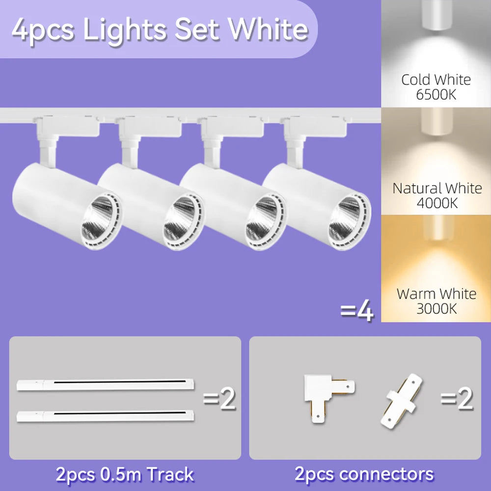 Led Track Light Spot Led Rail Lighting COB Light Fixture Led Spot Lights 220v Ceiling Spots Lamp For Kitchen Clothing Shop Store