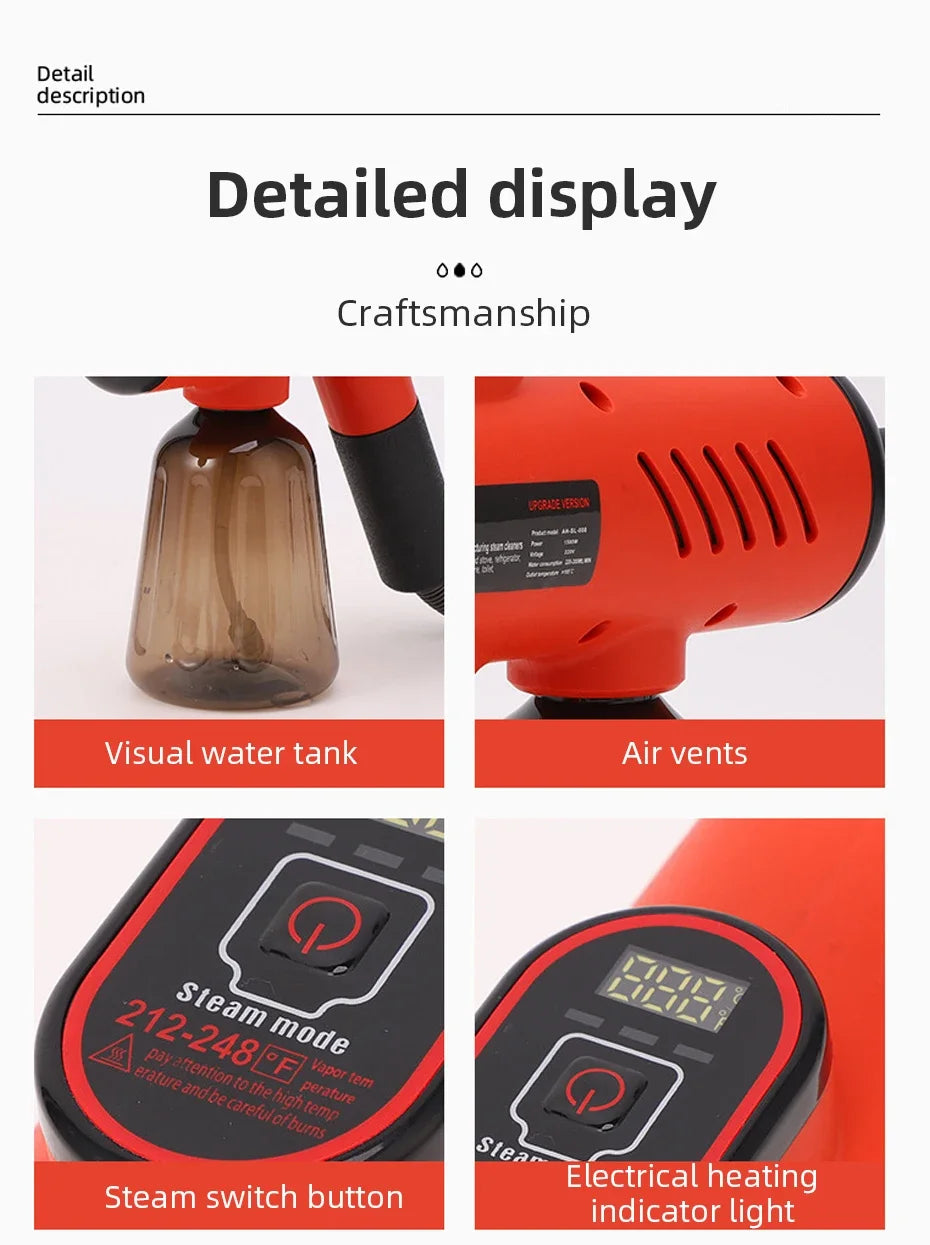 Multi-functional Handheld Steam Cleaner 3Bar High Pressure 3-Speed 1200W Portable Steam Clean Machine for Home Kitchen Clothes