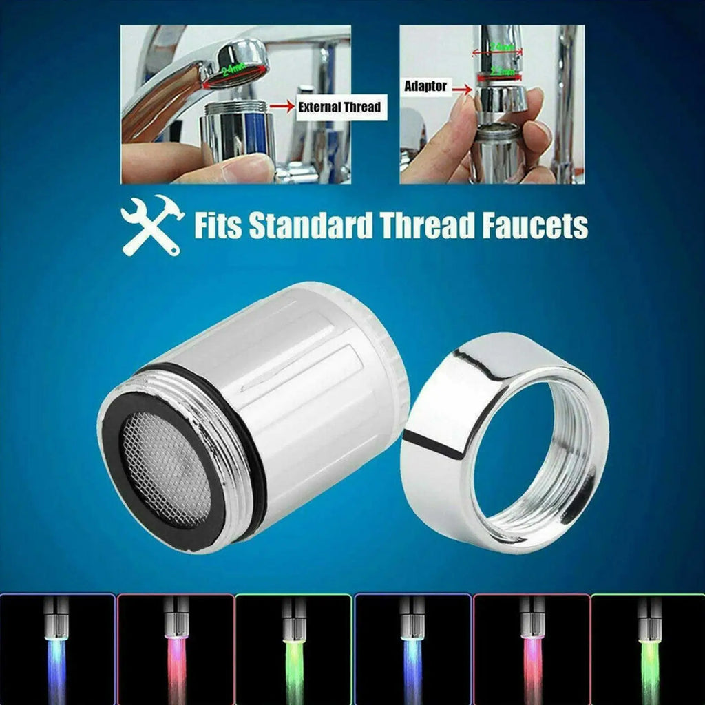 LED Light Faucet,Utility Sink Tap Replacement Part For Kitchen,LED Water Faucet Light Colorful Changing Glow Kitchen Tap Nozzle