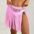 Ladies' Strap Up Skirt Beach Bikini Hoodie Pure Hand Hook Tassel Skirt Half Body Skirt Summer Beachwear Bikinis Vacation Y2k