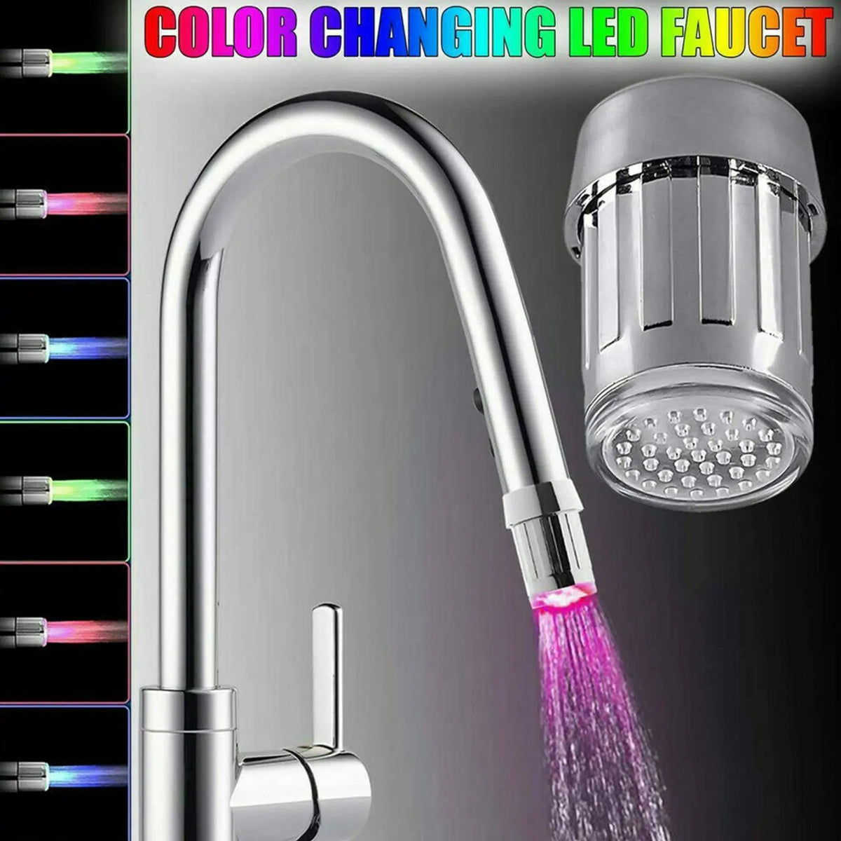 LED Light Faucet,Utility Sink Tap Replacement Part For Kitchen,LED Water Faucet Light Colorful Changing Glow Kitchen Tap Nozzle